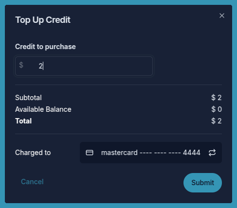 Top Up Modal