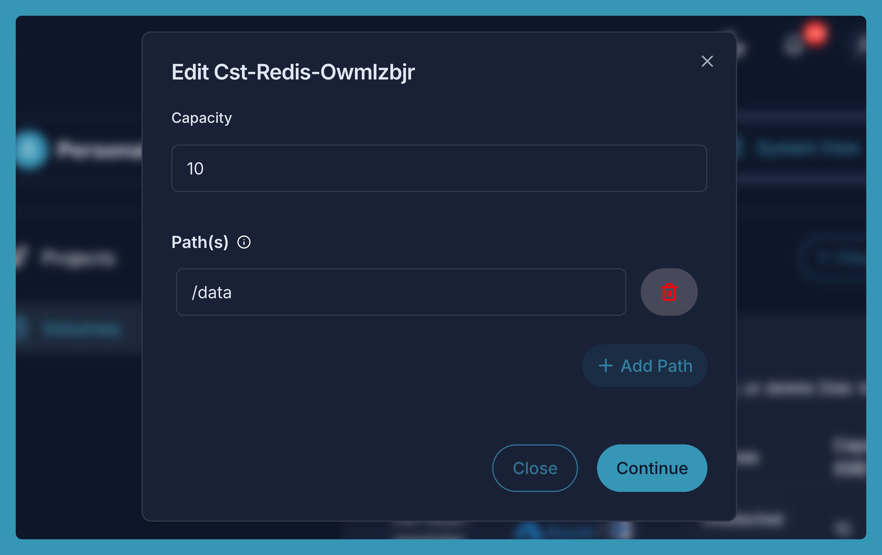 CloudStation detach Volume Modal